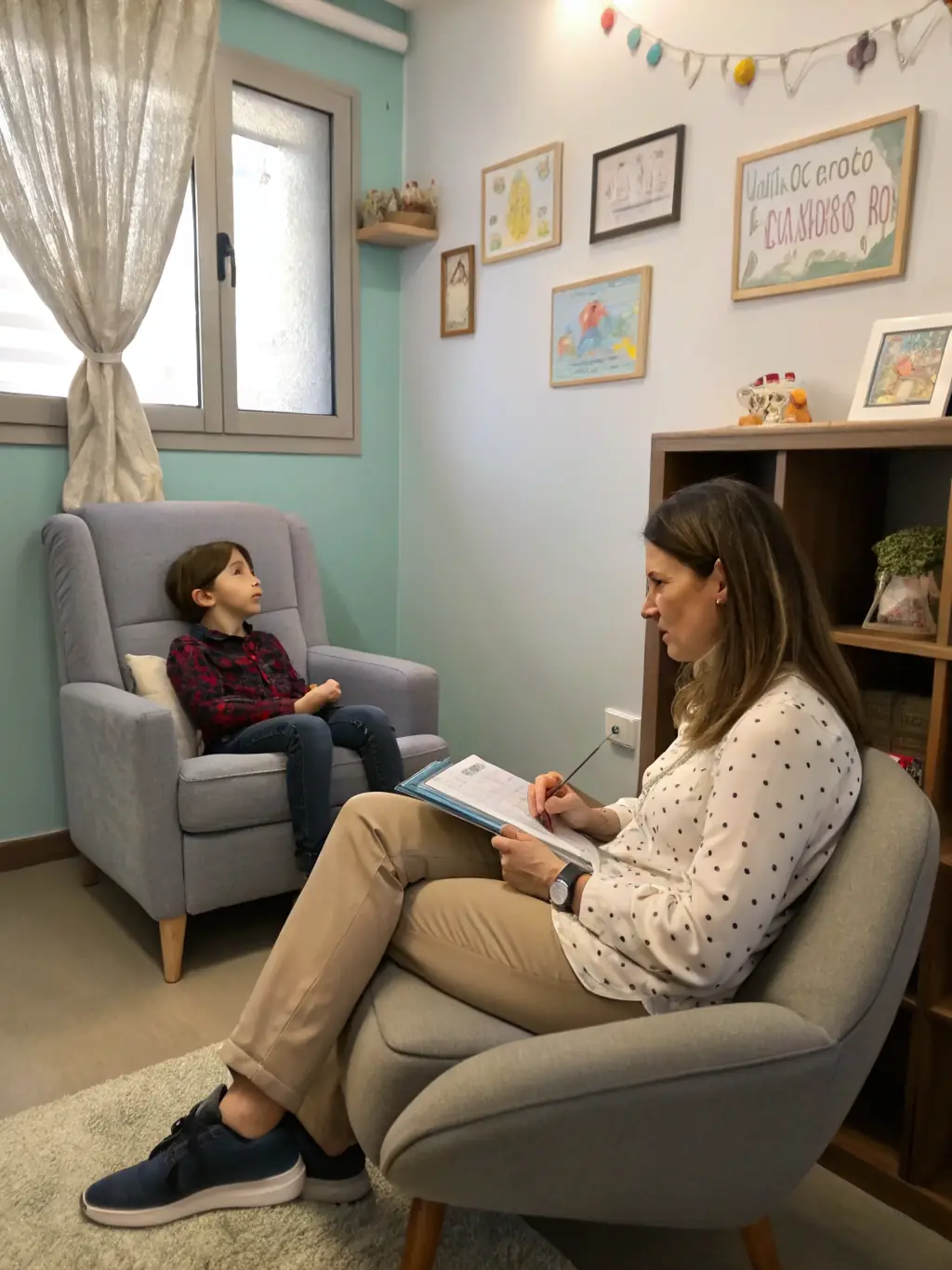 A psychologist at Instituto Mineiro de Endometriose, providing counseling and emotional support to a patient coping with the challenges of endometriosis.